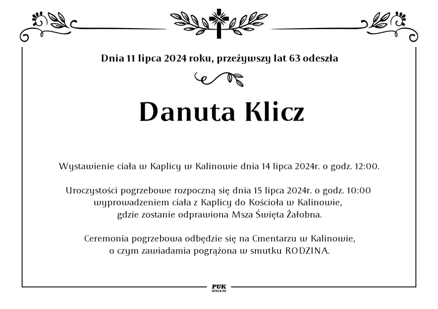 Danuta Klicz - nekrolog